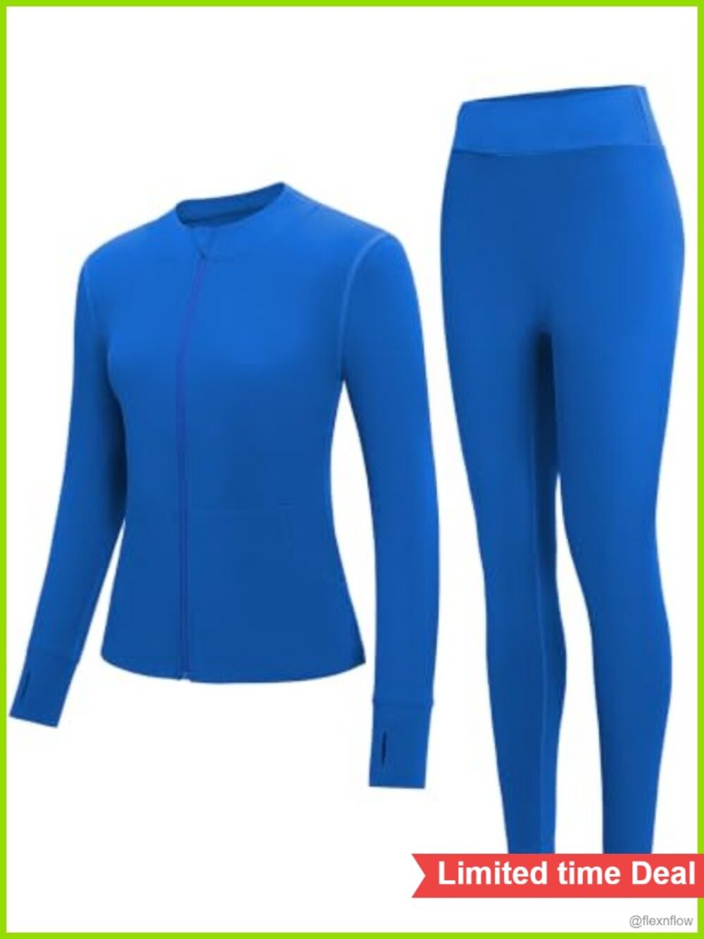 Women's 2 Piece Yoga Tracksuit Zip Jacket High Waist Leggings Set